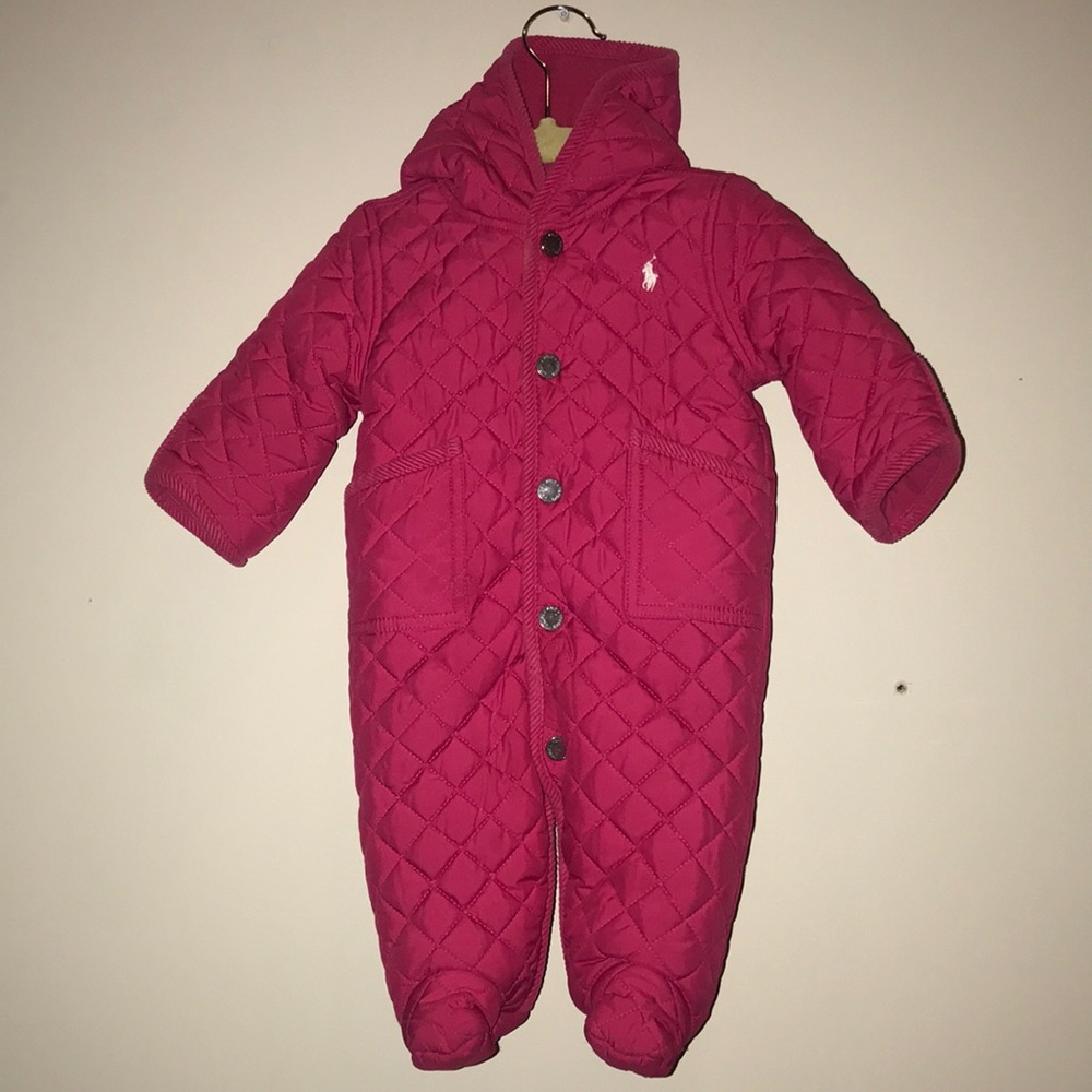 Ralph Lauren quilted bunting snow suit puffer pink